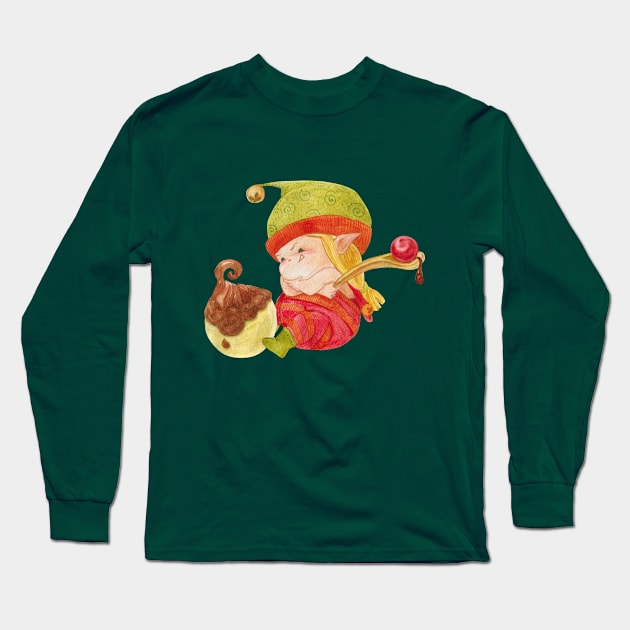 Elfs Factory. Little elf pastry chef Long Sleeve T-Shirt by Xeniasnowstorm